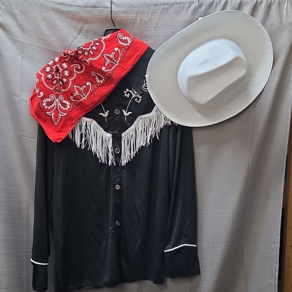 Mattel Barbie The Movie Black cowboy tassel Shirt For Ken, Bandana &‎ Hat